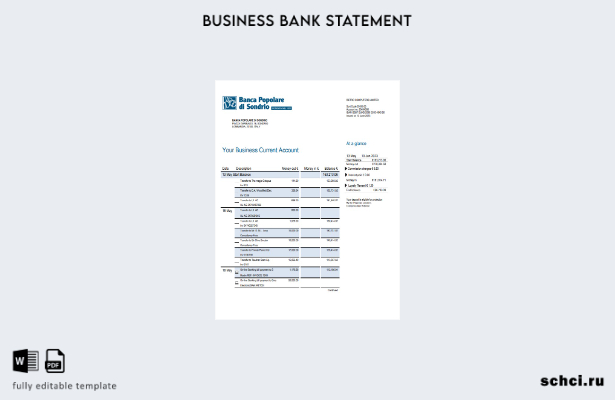 цифровая загрузка Banca Populaire di Sondrio Business Выписка по банковскому сче